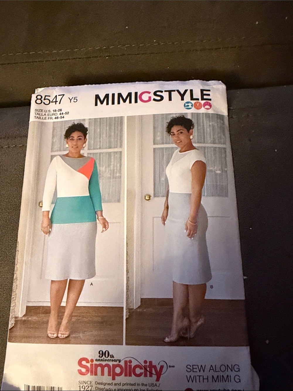 Simplicity Mimi GStyle Colorblock Dress Pattern - Gray, Teal, Coral, White